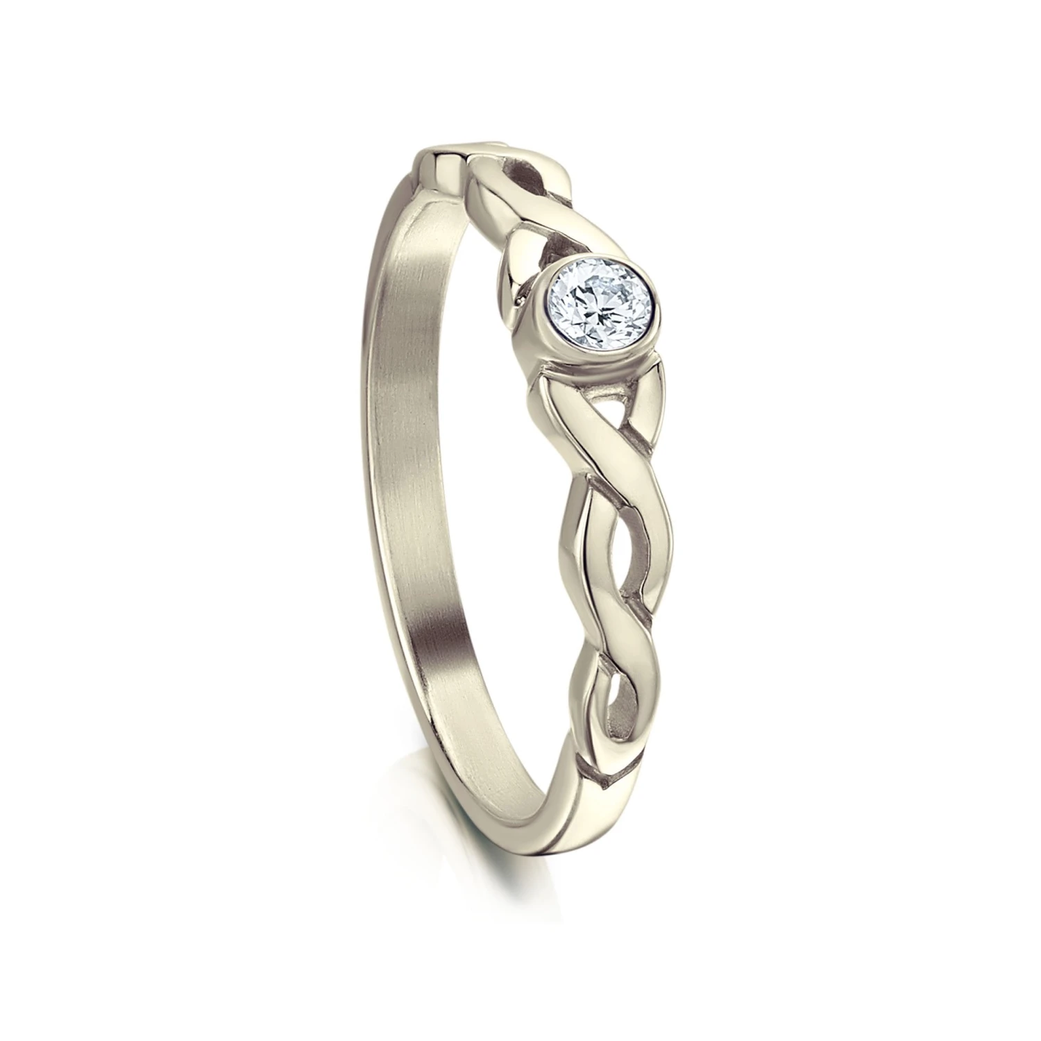 Celtic Twist 0.09ct Diamond Solitaire Ring In 18ct White Gold 3 Celtic Twist 0.09ct Diamond Solitaire Ring In 18ct White Gold