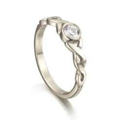 Celtic Twist 0.22ct Diamond Solitaire Ring In 18ct White Gold