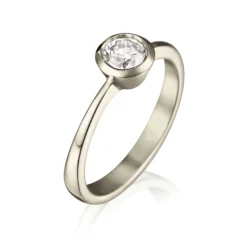 Contemporary 0.50ct Solitaire Diamond Ring In 18ct White Gold