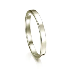 Contemporary 2mm Wedding Ring In 18ct White Gold