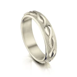 Celtic Twist Textured Ring In 18ct White Gold