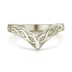 Wishbone Celtic Ring In 18ct White Gold