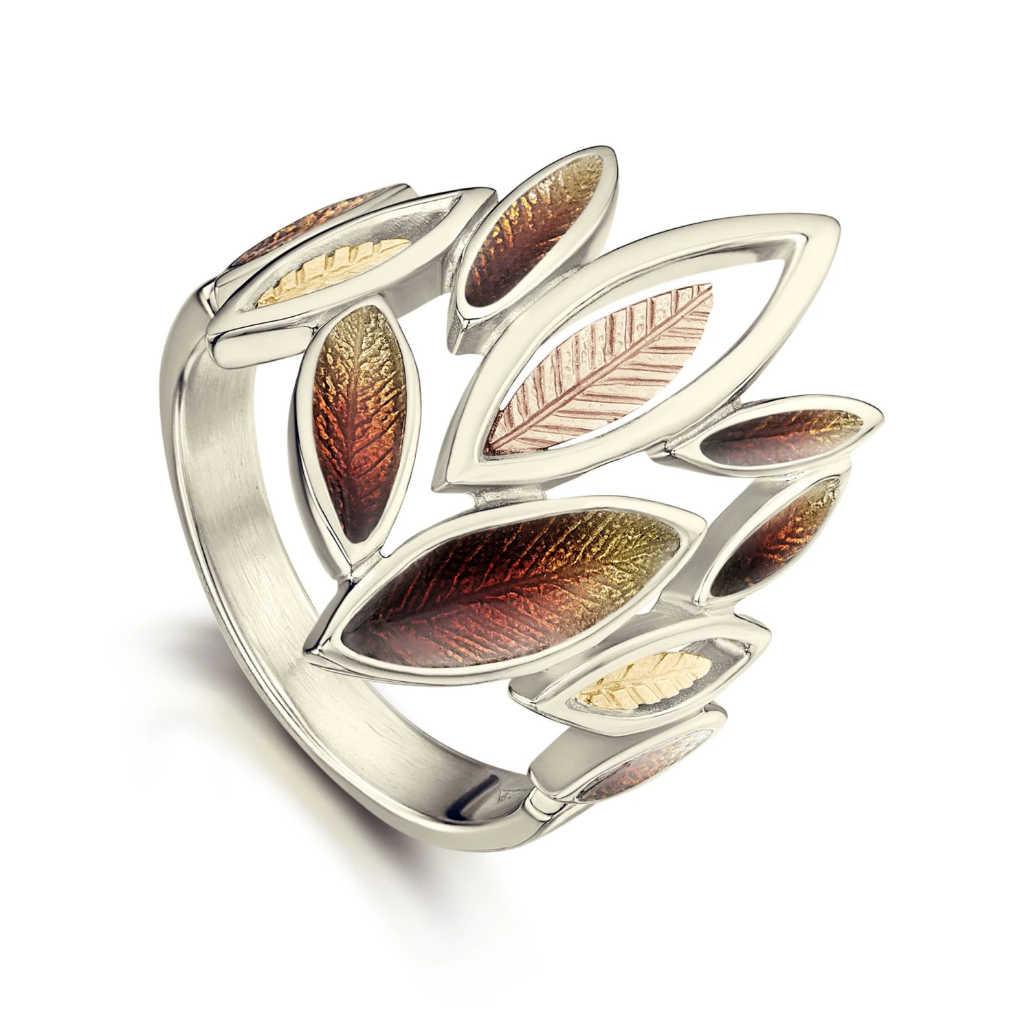 Seasons 18ct White Gold Dress Ring In Autumn Enamel 3 Seasons 18ct White Gold Dress Ring In Autumn Enamel