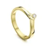 New Wave Diamond Solitaire Ring In 18ct Yellow Gold -Outlet Jewel Orix Store 18Y DR70 upright