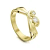 New Wave Double Diamond Ring In 18ct Yellow Gold