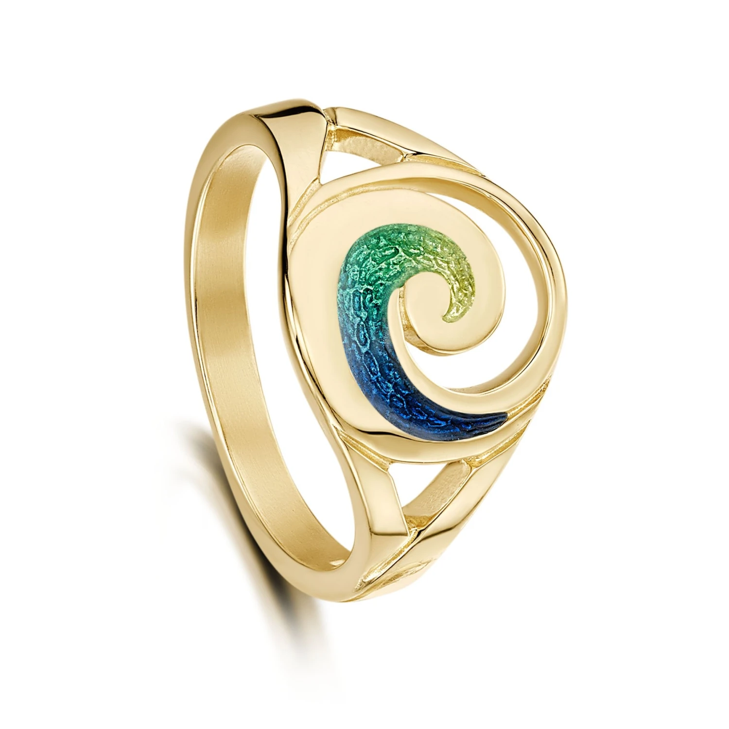 Pentland 18ct Yellow Gold Ring In Ocean Enamel 3 Pentland 18ct Yellow Gold Ring In Ocean Enamel