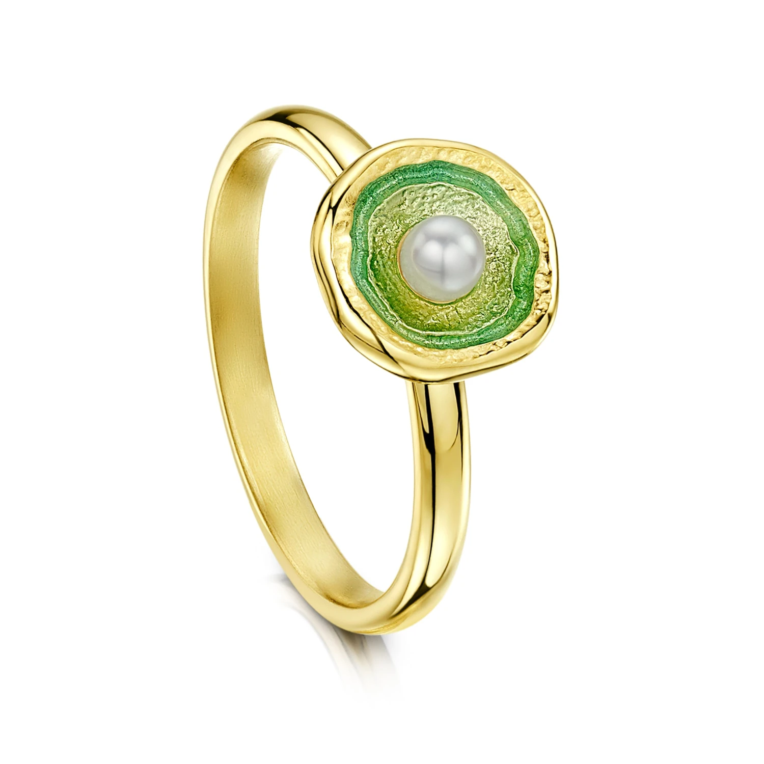 Lunar Pearl Petite Ring In 18ct Yellow Gold & Shallows Enamel 4 Lunar Pearl Petite Ring In 18ct Yellow Gold & Shallows Enamel - Image 2