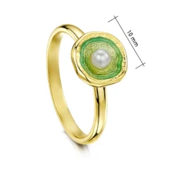 Lunar Pearl Petite Ring In 18ct Yellow Gold & Shallows Enamel 7 Lunar Pearl Petite Ring In 18ct Yellow Gold & Shallows Enamel -Outlet Jewel Orix Store 18Y PRL ESR00249 SHAL upright size