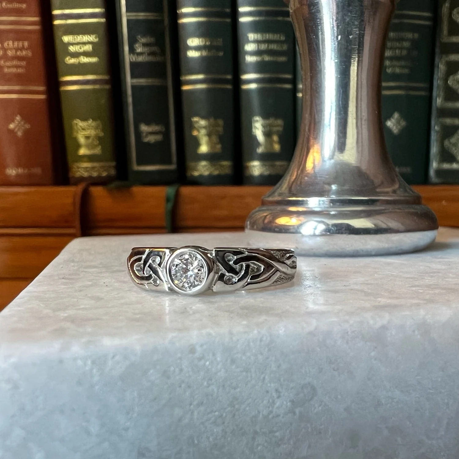 Celtic Knotwork Diamond Solitaire Ring In Platinum 4 Celtic Knotwork Diamond Solitaire Ring In Platinum - Image 2