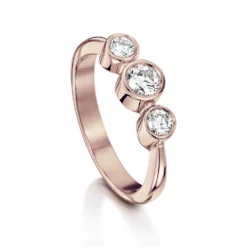 Trilogy Diamond Dress Ring In 9ct Rose Gold