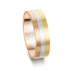 Sintered 6mm Wedding Ring In 9ct Rose, White & Yellow Gold