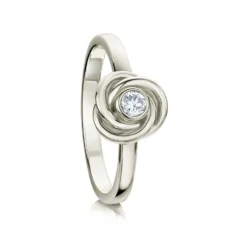 Reef Knot Diamond Ring In 9ct White Gold