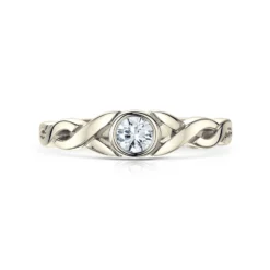 Celtic Twist 0.22ct Diamond Solitaire Ring In 9ct White Gold -Outlet Jewel Orix Store 9W DR175 face