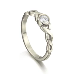 Celtic Twist 0.22ct Diamond Solitaire Ring In 9ct White Gold -Outlet Jewel Orix Store 9W DR175 upright