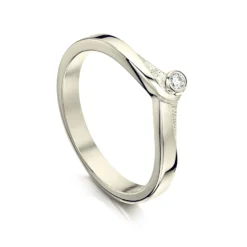 New Wave Diamond Solitaire Ring In 9ct White Gold