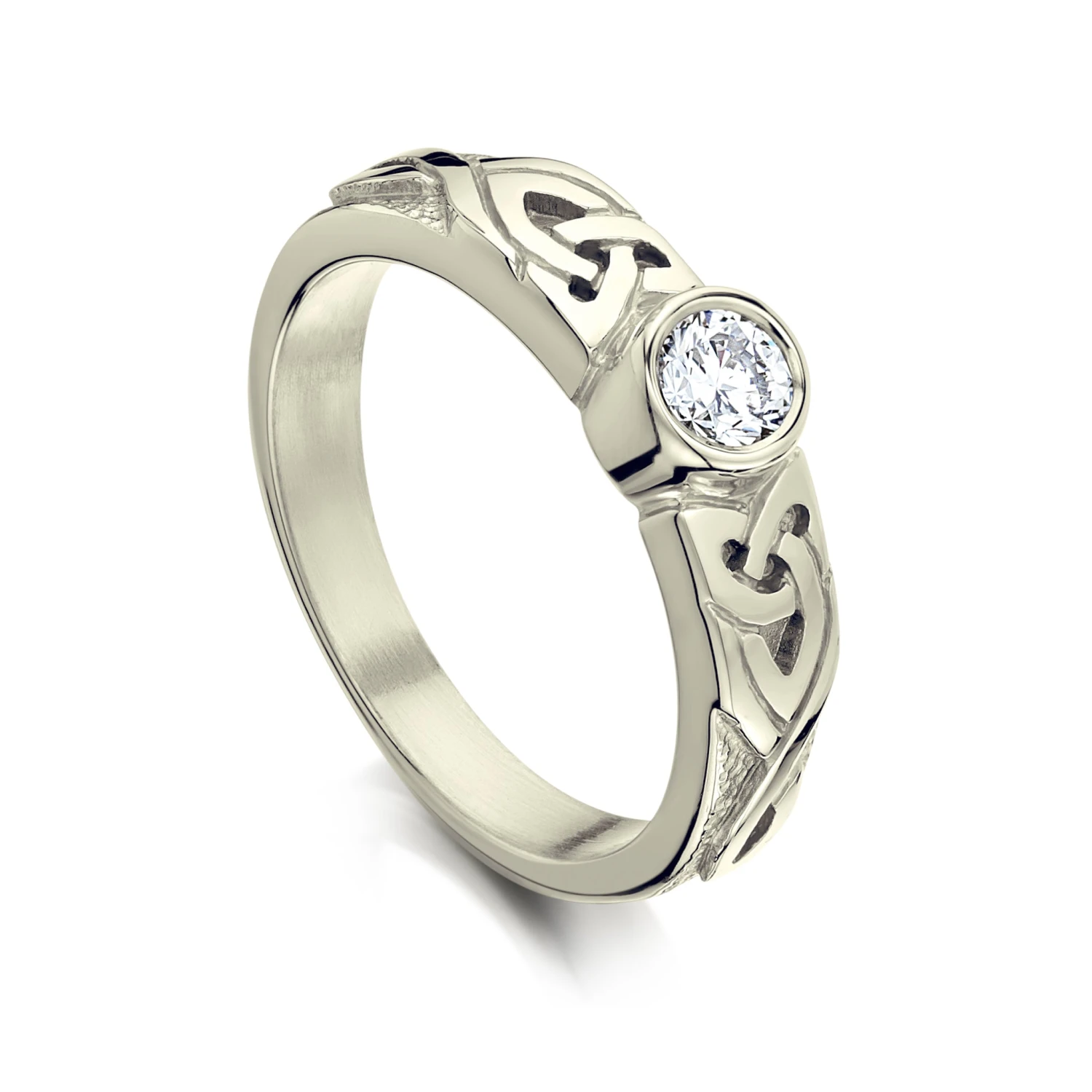 Celtic Knotwork Diamond Solitaire Ring In 9ct White Gold 3 Celtic Knotwork Diamond Solitaire Ring In 9ct White Gold