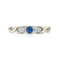 Celtic Trilogy Sapphire & Diamond Ring In 9ct White Gold -Outlet Jewel Orix Store 9W SAP R156 face
