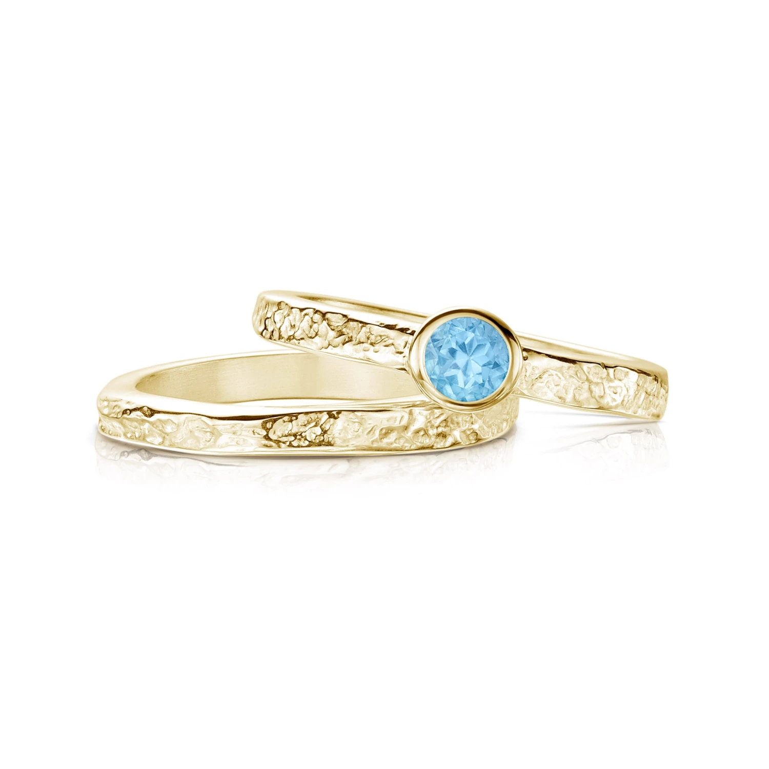 Matrix Blue Topaz Ring Set In 9ct Yellow Gold 4 Matrix Blue Topaz Ring Set In 9ct Yellow Gold - Image 2