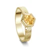Honeycomb 6mm Citrine Ring In 9ct Yellow Gold