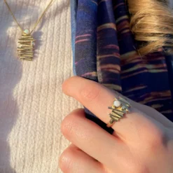 Moonlight Ring In 9ct Yellow Gold With Opal & Diamond -Outlet Jewel Orix Store 9Y DSR149 9Y DSP148Moonlinghring pendantingold