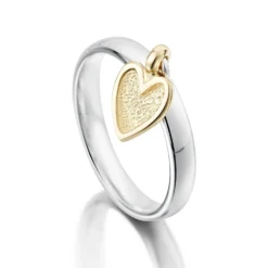 Secret Hearts Silver Ring With 9ct Yellow Gold Heart