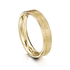Ogham Flat Court Ring In 9ct Yellow Gold