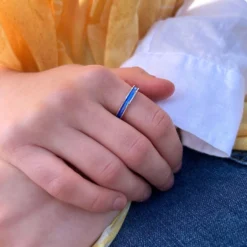 Halo Sterling Silver Ring In Blue Enamel -Outlet Jewel Orix Store BlueHaloRing