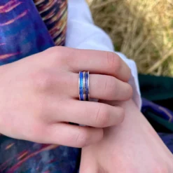 Halo Sterling Silver Ring In Purple Enamel -Outlet Jewel Orix Store Blue PurpleHaloStack2