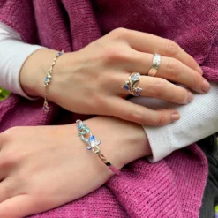 Bluebell 3-flower Enamel Ring In Sterling Silver 9 Bluebell 3-flower Enamel Ring In Sterling Silver -Outlet Jewel Orix Store Bluebellring bangleandbraceletmodelled scaled