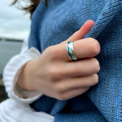 Sterling Silver Breckon Dress Ring In Peacock Enamel