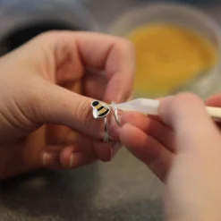 Bumblebee Enamel Ring In Sterling Silver -Outlet Jewel Orix Store Bumblebee ring being enamelled