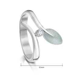 Rowan Cubic Zirconia Leaf Ring In Frost Enamel -Outlet Jewel Orix Store CZ ESR157 FROST upright sizes