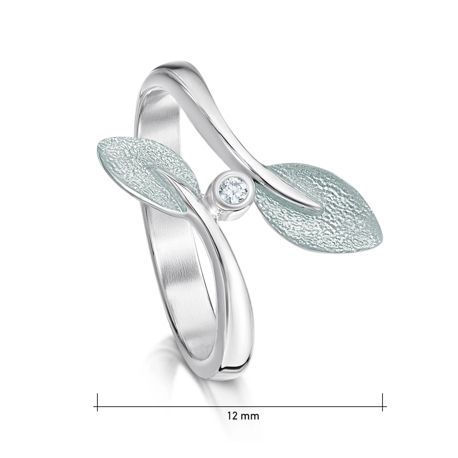 Rowan Cubic Zirconia Leaves Ring In Frost Enamel 5 Rowan Cubic Zirconia Leaves Ring In Frost Enamel - Image 3