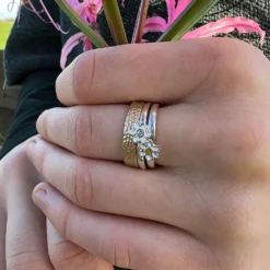 Daisies At Dawn Petite Enamel Ring In Sterling Silver -Outlet Jewel Orix Store DaisiesRingStack