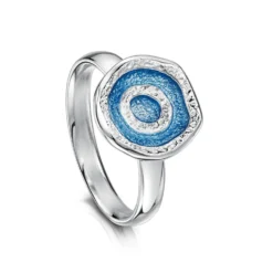 Brodgar Eye Small Enamelled Ring In Sterling Silver