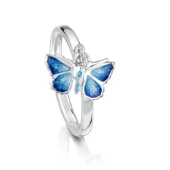 Holly Blue Butterfly Enamel Charm Ring