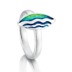 Sands Of Time 3-ripple Ring In Meadow Enamel
