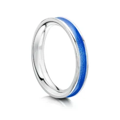 Halo Sterling Silver Ring In Blue Enamel
