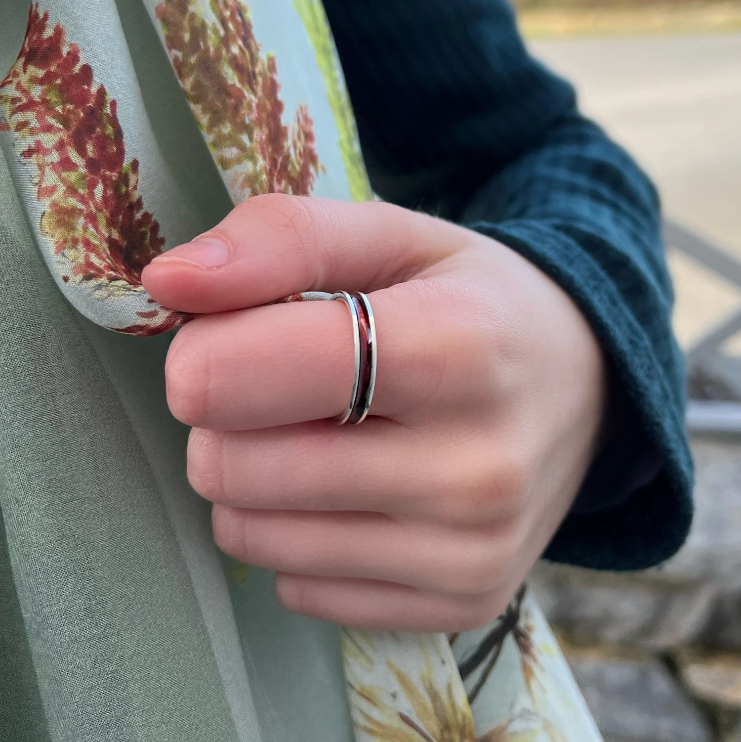 Halo Sterling Silver Ring In Red Enamel 6 Halo Sterling Silver Ring In Red Enamel - Image 4
