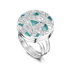 Creel Sterling Silver Cage Ring In Storm Enamel