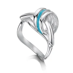 Wave Surfers Enamel Ring In Sterling Silver