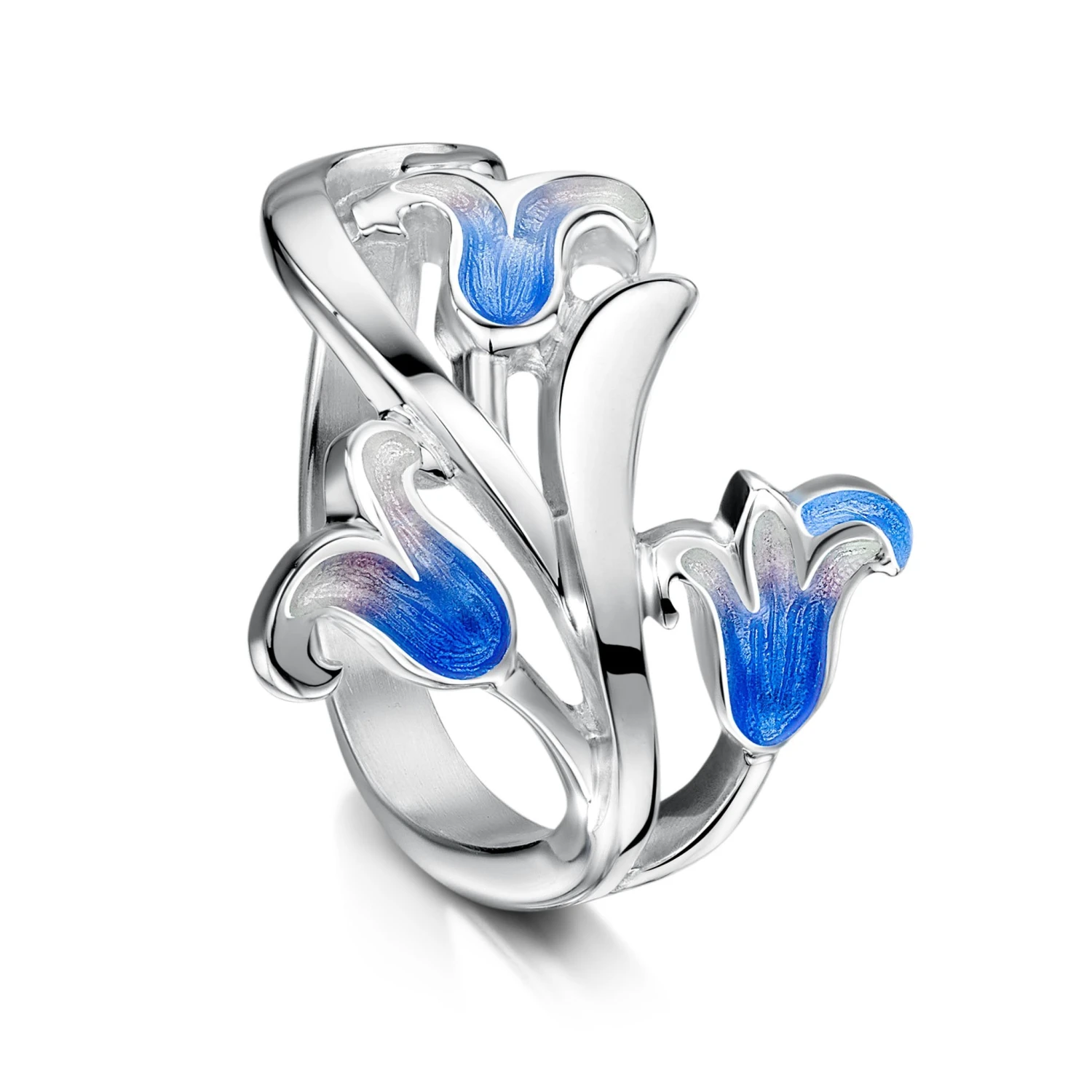 Bluebell 3-flower Enamel Ring In Sterling Silver 4 Bluebell 3-flower Enamel Ring In Sterling Silver - Image 2