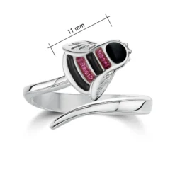 Bumblebee Sterling Silver Ring In Hot Pink Enamel -Outlet Jewel Orix Store ER273 HPINK face sizes