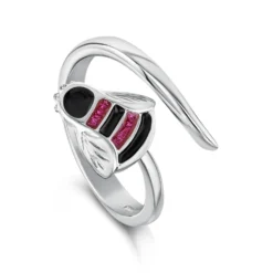 Bumblebee Sterling Silver Ring In Hot Pink Enamel -Outlet Jewel Orix Store ER273 HPINK upright