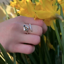 Bumblebee Enamel Ring In Sterling Silver