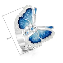 Holly Blue Butterfly Enamel Cocktail Ring -Outlet Jewel Orix Store ER286 HOLLY SIZES