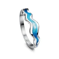 River Ripples Sterling Silver Ring In Tropical Enamel