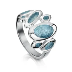 Shoreline Pebble Dress Ring In Blue Grey Enamel -Outlet Jewel Orix Store ERX168 BGREY upright2