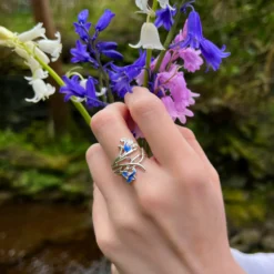 Bluebell 2-flower Enamel Ring In Sterling Silver
