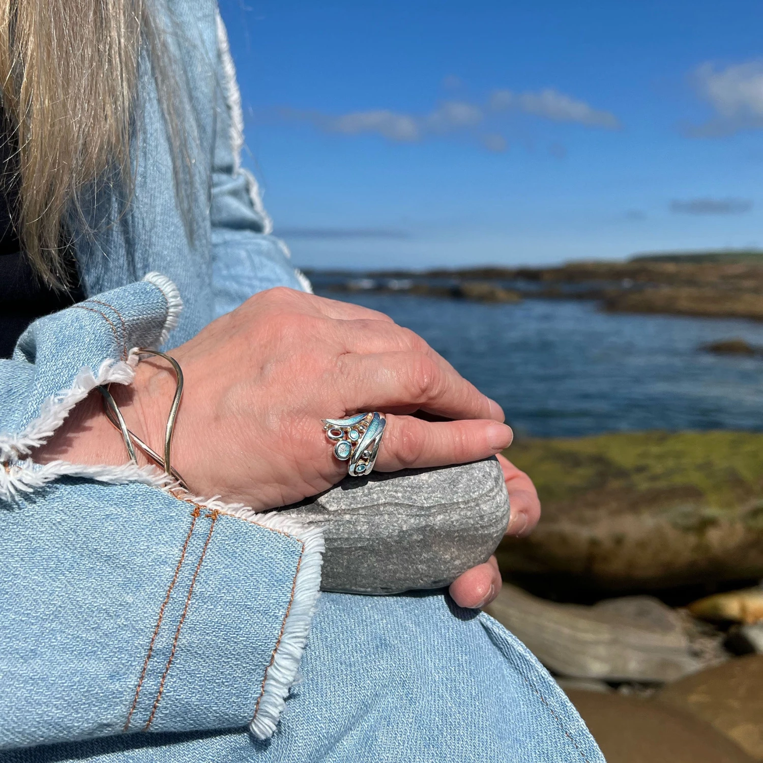 Arctic Stream Large Ring In Arctic Blue Enamel 5 Arctic Stream Large Ring In Arctic Blue Enamel - Image 3